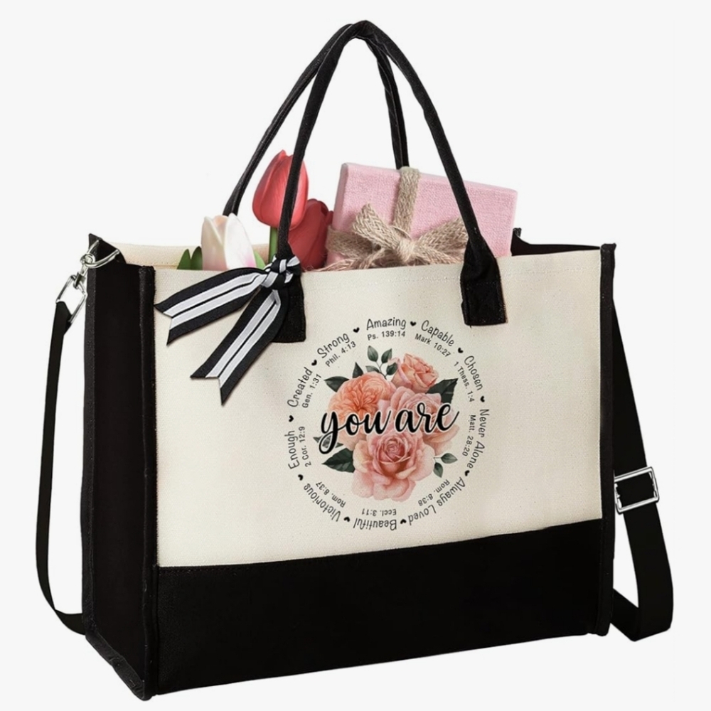 Elegant Black and Cream Tote Bag